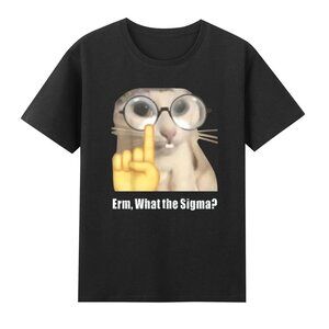 Erm, What the Sigma Funny Cat With Finger Pattern Sarcastic Quote T-Shirt 173